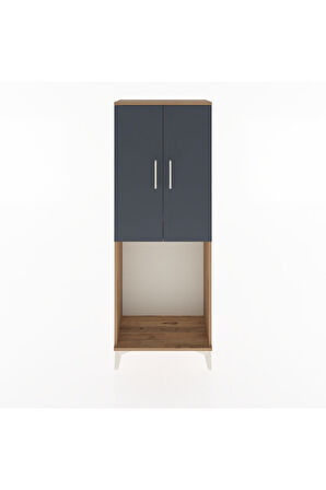 Arges Dolap Tek Raflı 2 Kapaklı Tek Askılı 60x30x163 Çam-Antrasit