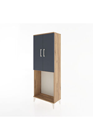 Arges Dolap Tek Raflı 2 Kapaklı Tek Askılı 60x30x163 Çam-Antrasit