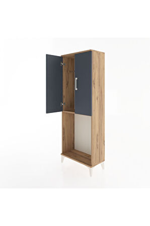 Arges Dolap Tek Raflı 2 Kapaklı Tek Askılı 60x30x163 Çam-Antrasit