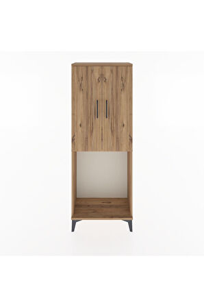 Arges Dolap Tek Raflı 2 Kapaklı Tek Askılı 60x30x163 Çam-Çam