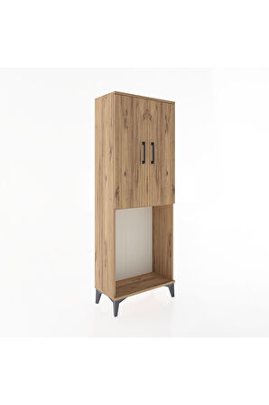 Arges Dolap Tek Raflı 2 Kapaklı Tek Askılı 60x30x163 Çam-Çam
