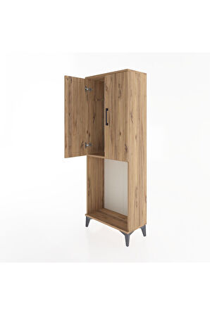 Arges Dolap Tek Raflı 2 Kapaklı Tek Askılı 60x30x163 Çam-Çam