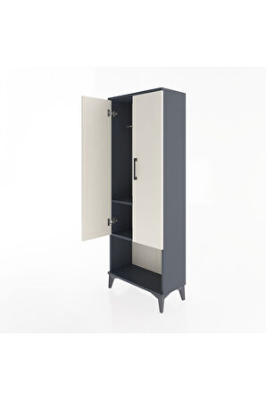 Arges Dolap 2 Raflı 2 Kapaklı Tek Askılı 60x30x163 Antrasit-Aytaşı