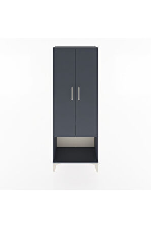 Arges Dolap 2 Raflı 2 Kapaklı Tek Askılı 60x30x163 Antrasit-Antrasit