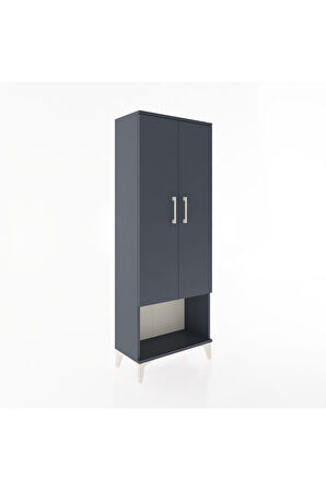 Arges Dolap 2 Raflı 2 Kapaklı Tek Askılı 60x30x163 Antrasit-Antrasit