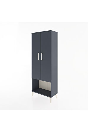 Arges Dolap 2 Raflı 2 Kapaklı Tek Askılı 60x30x163 Antrasit-Antrasit