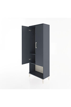 Arges Dolap 2 Raflı 2 Kapaklı Tek Askılı 60x30x163 Antrasit-Antrasit