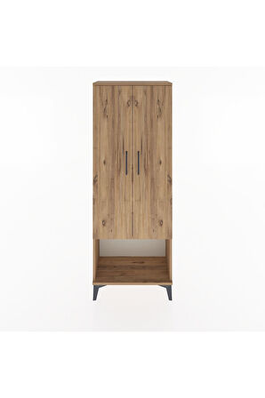Arges Dolap 2 Raflı 2 Kapaklı Tek Askılı 60x30x163 Çam-Çam
