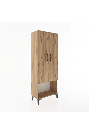 Arges Dolap 2 Raflı 2 Kapaklı Tek Askılı 60x30x163 Çam-Çam