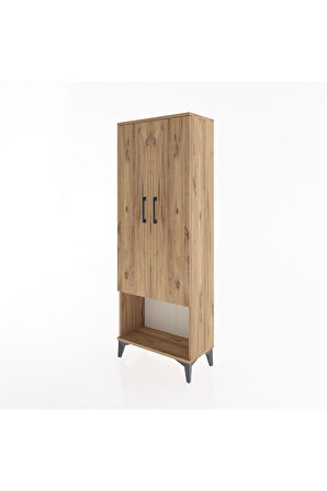 Arges Dolap 2 Raflı 2 Kapaklı Tek Askılı 60x30x163 Çam-Çam
