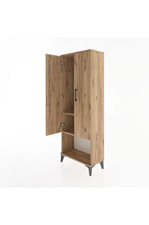 Arges Dolap 2 Raflı 2 Kapaklı Tek Askılı 60x30x163 Çam-Çam