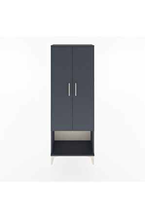 Arges Dolap Tek Raflı 2 Kapaklı Tek Askılı 60x30x163 Antrasit-Antrasit