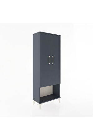 Arges Dolap Tek Raflı 2 Kapaklı Tek Askılı 60x30x163 Antrasit-Antrasit