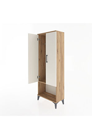 Arges Dolap Tek Raflı 2 Kapaklı Tek Askılı 60x30x163 Çam-Aytaşı