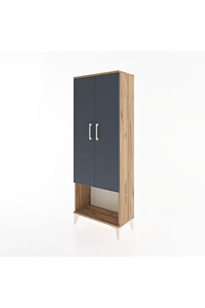 Arges Dolap Tek Raflı 2 Kapaklı Tek Askılı 60x30x163 Çam-Antrasit