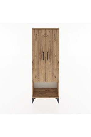 Arges Dolap Tek Raflı 2 Kapaklı Tek Askılı 60x30x163 Çam-Çam