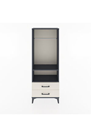 Arges Dolap 2 Raflı 2 Çekmeceli Tek Askılı 60x30x163 Antrasit-Aytaşı