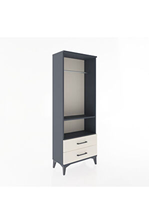 Arges Dolap 2 Raflı 2 Çekmeceli Tek Askılı 60x30x163 Antrasit-Aytaşı