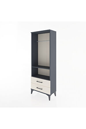 Arges Dolap 2 Raflı 2 Çekmeceli Tek Askılı 60x30x163 Antrasit-Aytaşı