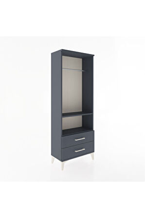 Arges Dolap 2 Raflı 2 Çekmeceli Tek Askılı 60x30x163 Antrasit-Antrasit