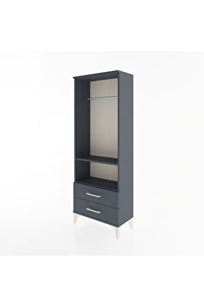 Arges Dolap 2 Raflı 2 Çekmeceli Tek Askılı 60x30x163 Antrasit-Antrasit