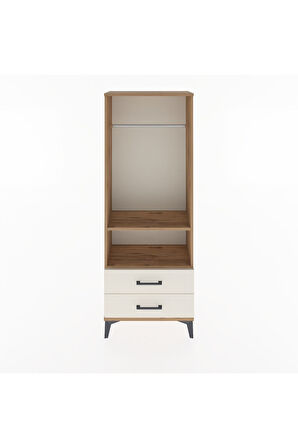 Arges Dolap 2 Raflı 2 Çekmeceli Tek Askılı 60x30x163 Çam-Aytaşı