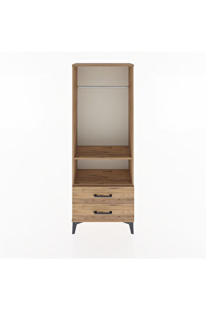 Arges Dolap 2 Raflı 2 Çekmeceli Tek Askılı 60x30x163 Çam-Çam