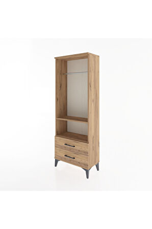 Arges Dolap 2 Raflı 2 Çekmeceli Tek Askılı 60x30x163 Çam-Çam