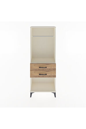 Arges Dolap Tek Raflı 2 Çekmeceli Tek Askılı 60x30x163 Aytaşı-Çam