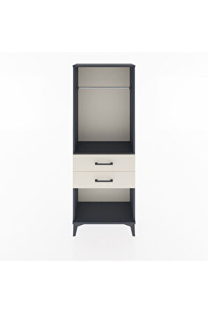 Arges Dolap Tek Raflı 2 Çekmeceli Tek Askılı 60x30x163 Antrasit-Aytaşı