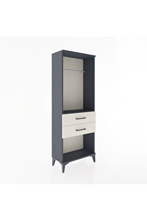 Arges Dolap Tek Raflı 2 Çekmeceli Tek Askılı 60x30x163 Antrasit-Aytaşı
