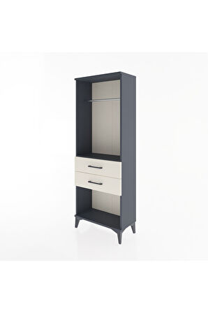 Arges Dolap Tek Raflı 2 Çekmeceli Tek Askılı 60x30x163 Antrasit-Aytaşı
