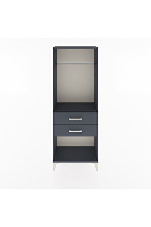 Arges Dolap Tek Raflı 2 Çekmeceli Tek Askılı 60x30x163 Antrasit-Antrasit