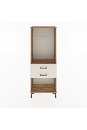 Arges Dolap Tek Raflı 2 Çekmeceli Tek Askılı 60x30x163 Çam-Aytaşı