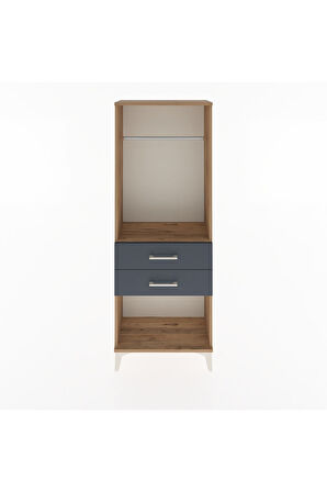 Arges Dolap Tek Raflı 2 Çekmeceli Tek Askılı 60x30x163 Çam-Antrasit