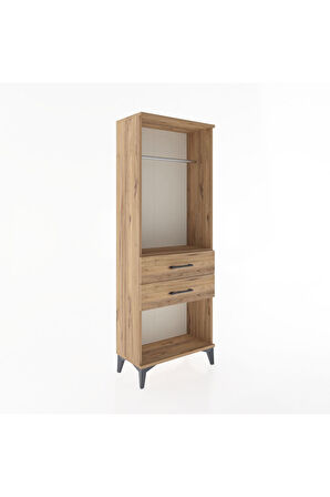 Arges Dolap Tek Raflı 2 Çekmeceli Tek Askılı 60x30x163 Çam-Çam