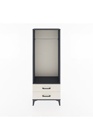 Arges Dolap Tek Raflı 2 Çekmeceli Tek Askılı 60x30x163 Antrasit-Aytaşı