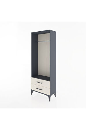Arges Dolap Tek Raflı 2 Çekmeceli Tek Askılı 60x30x163 Antrasit-Aytaşı