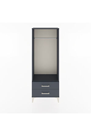 Arges Dolap Tek Raflı 2 Çekmeceli Tek Askılı 60x30x163 Antrasit-Antrasit