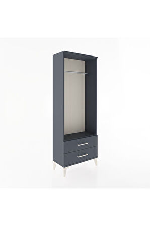 Arges Dolap Tek Raflı 2 Çekmeceli Tek Askılı 60x30x163 Antrasit-Antrasit