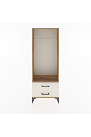 Arges Dolap Tek Raflı 2 Çekmeceli Tek Askılı 60x30x163 Çam-Aytaşı