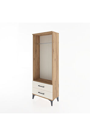 Arges Dolap Tek Raflı 2 Çekmeceli Tek Askılı 60x30x163 Çam-Aytaşı