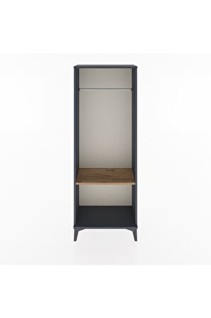 Arges Dolap Tek Raflı Kapaklı Tek Askılı 60x30x163 Antrasit-Çam