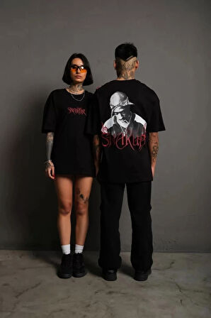 Ünisex SHAKUR Ön ve Arka Baskılı Oversize T-shirt TR-1435