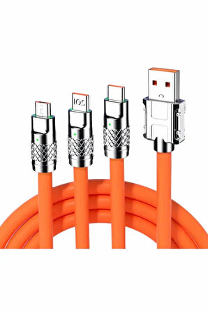 S219T Metal 3 in 1 Type-C - Micro - Lightning 120W 6A Şarj Kablosu Süper Hızlı