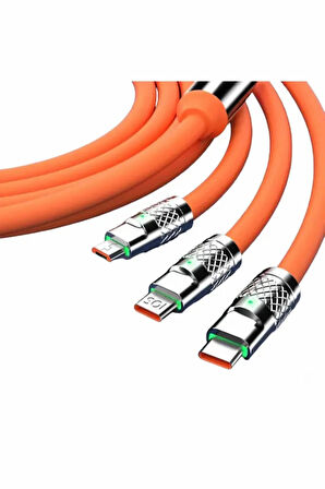 S219T Metal 3 in 1 Type-C - Micro - Lightning 120W 6A Şarj Kablosu Süper Hızlı