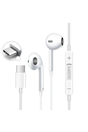 Samsung  S21 - S21 FE - S21 Ultra Uyumlu Type-C Mikrofonlu Kulaklık Beyaz