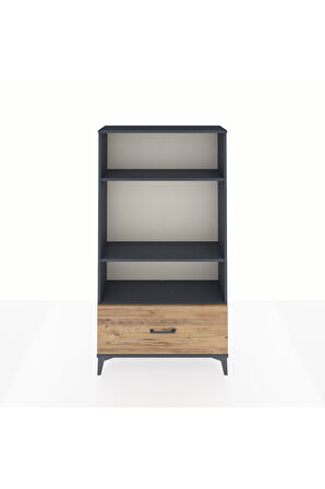 Arges Dolap 3 Raflı Tek Çekmeceli 88x30x163 Antrasit-Çam
