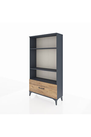 Arges Dolap 3 Raflı Tek Çekmeceli 88x30x163 Antrasit-Çam