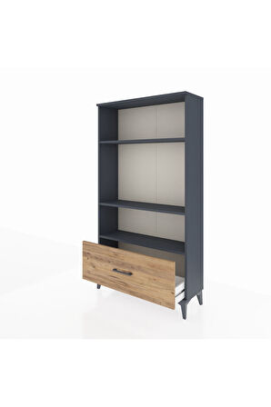 Arges Dolap 3 Raflı Tek Çekmeceli 88x30x163 Antrasit-Çam